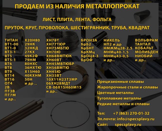 Прецизионные сплавы 29НК 36НХТЮ Х20Н80 СПЕЦСПЛАВЫ Прецизионные сплавы 29НК 36НХТЮ Х20Н80 СПЕЦСПЛАВЫ